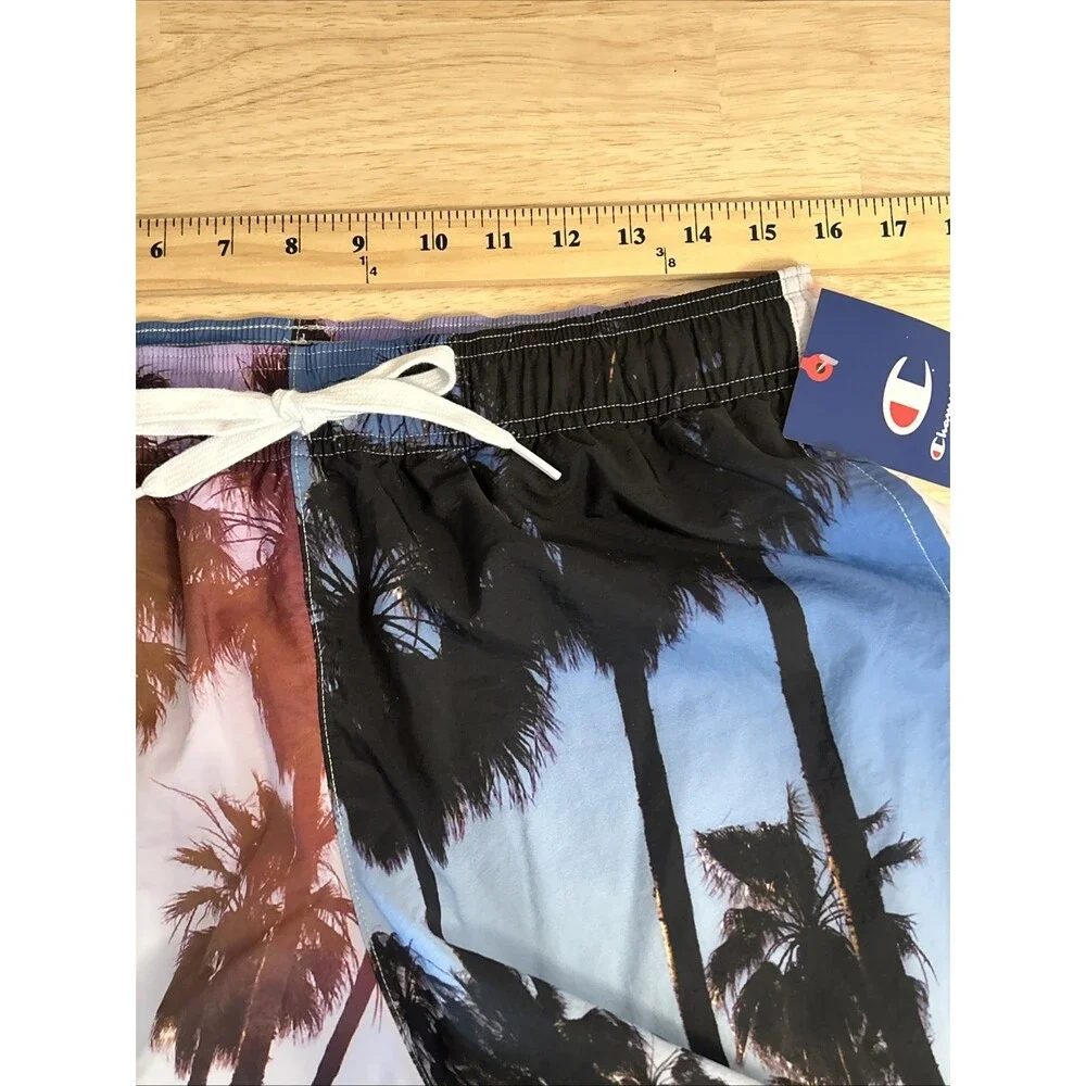 NWT Champion Swim Shorts Palm Tree Print Men's Medium 5